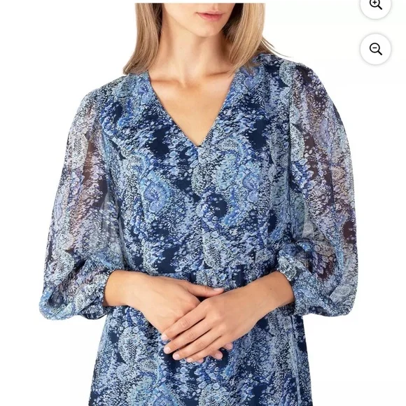 Joie Floral Layered Sheer Sleeve Flowy Dress in Parisian Paisley XL - Picture 2 of 15